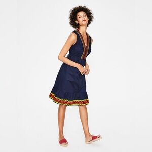 Boden Navy Midi Dress with Vibrant Accents